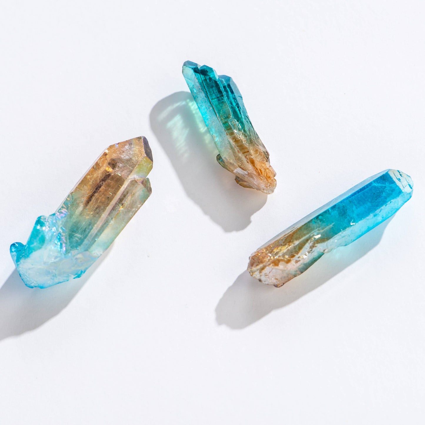 Peach-Teal Ombre Quartz Crystal Points 1"- 2.5"