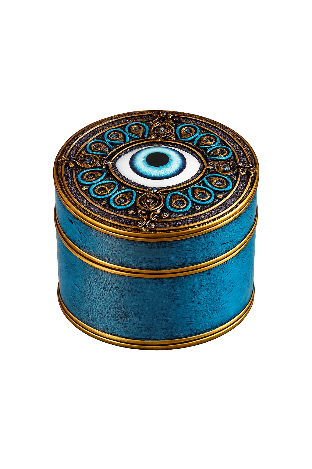 Evil Eye Turquoise Round Trinket Box