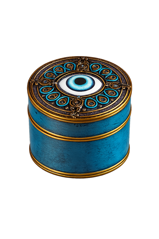 Evil Eye Turquoise Round Trinket Box